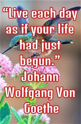 "Live each day as if your life had just begun." – Johann Wolfgang Von Goethe
