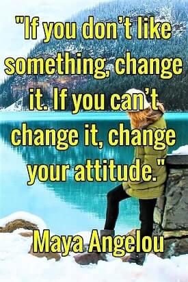 "If you don’t like something, change it. If you can’t change it, change your attitude." — Maya Angelou